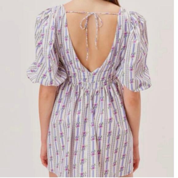 New nwt for love & lemons Connie floral striped purple white mini dress size XS - Picture 3 of 3